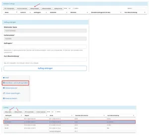 Aufträge erfassen Screenshot